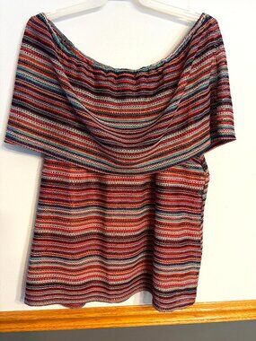 Catherine's Womens plus size off the shoulder top Size 2X colorful stripes